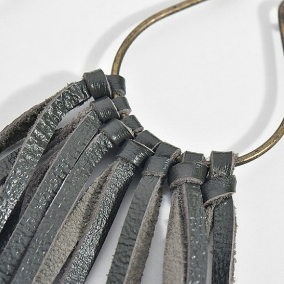 Artisan Leather Fringe Rustic Matte Earrings - Picture 3 of 7